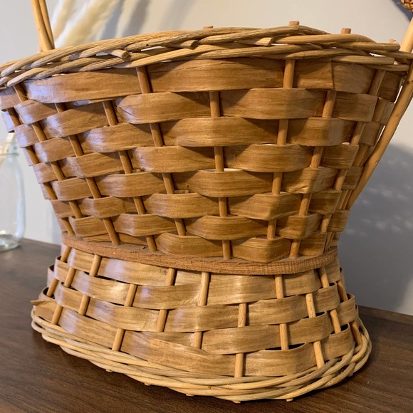 Vintage Wicker Rattan Plant Stand Boho Basket - Picture 4 of 11